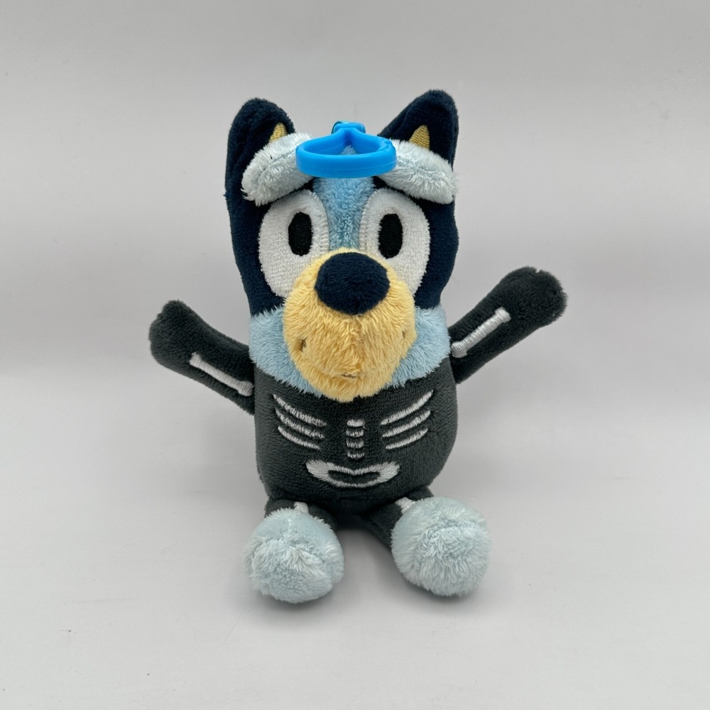 Bluey Skeleton Mini Plush Bag‎ Charm Stuffed Toy Halloween Cartoon 6" Cute